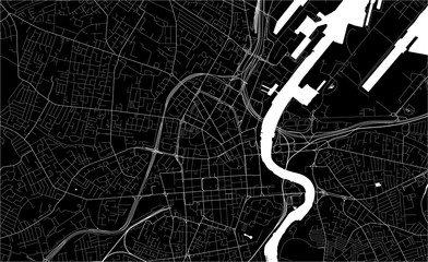 map of the city of Belfast, County Antrim, Northern Ireland, UK