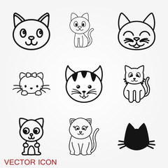 Fototapeta premium Kitty Vector Icon. Cat symbol isolated on background