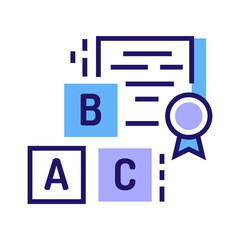 Teaching children color line icon. School or kindergarten program, kids education. Pictogram for web page, mobile app. UI UX GUI design element. Editable stroke