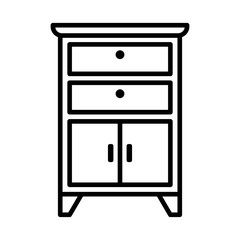 Wooden cabinet icon vector