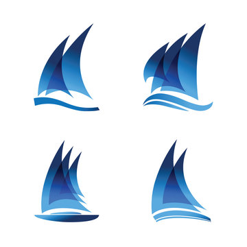 Sailboat logo set vector