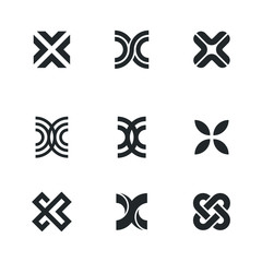 Letter X Logo Set Collection Lettermark Monogram - Typeface Type Emblem Character Trademark