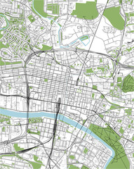 map of the city of Glasgow, Scotland, UK