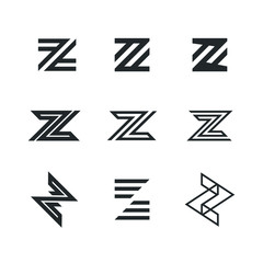 Letter Z Logo Set Collection Lettermark Monogram - Typeface Type Emblem Character Trademark
