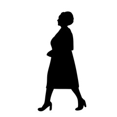 vector, isolated, black silhouette woman is walking