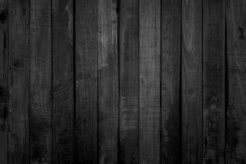 Grunge dark wood plank texture background. Vintage black wooden board wall antique cracking old...