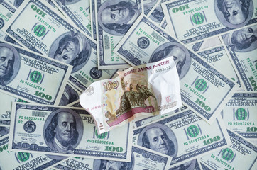 finance concept. fall of the ruble. dollar rate growth. world financial crisis.