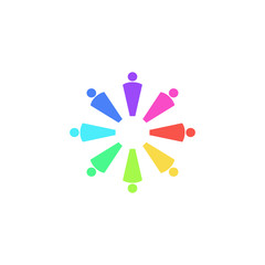DESIGN PEOPLE TOGETHER, RAINBOW COLORS, ON WHITE