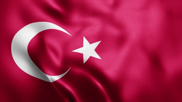 Loop animation of Photo Realistic fabric waving flag of Turkey Ultra HD 4K Turkish National Flag
