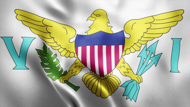 Loop animation of Photo Realistic fabric waving flag of U.S. Virgin Islands Ultra HD 4K U.S. Virgin Islands National Flag