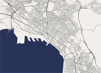 map of the city of Thessaloniki, Greece
