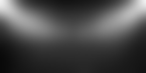 Black blur large format banner. Diffused light on darkness defocus backdrop.  Noir empty background. 