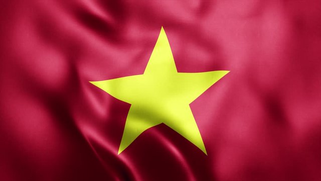  Loop animation of Photo Realistic fabric waving flag of Vietnam Ultra HD 4K Vietnam National Flag