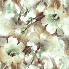 Watercolor Floral Seamless Pattern.