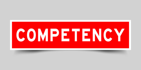 Label square red sticker in word competency on gray background (vector)