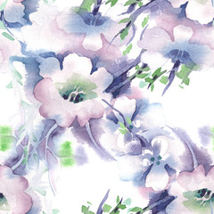 Fototapeta na wymiar Watercolor Floral Seamless Pattern.
