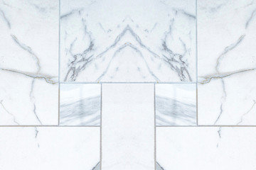 White marble tile wall for texture background.	