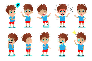 Set of children in different poses