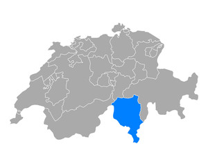 Karte von Tessin in Schweiz
