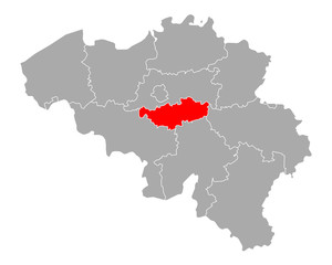 Karte von Wallonisch-Brabant in Belgien