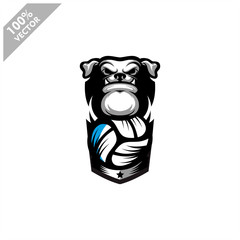 Volleyball Dog team logo design. Scalable and editable vector.