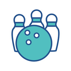 bowling ball and pin icon design, flat style icon collection