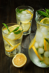 Lemonade with lemon, mint and ice