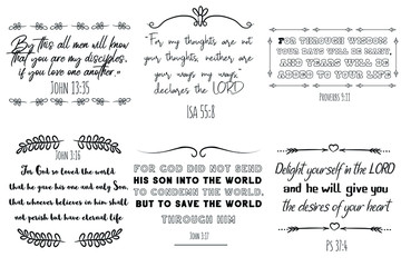 Christian sayings, Scripture. Bible verse vector quotes for typography and Social media post