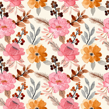 watercolor floral bloosom seamless pattern