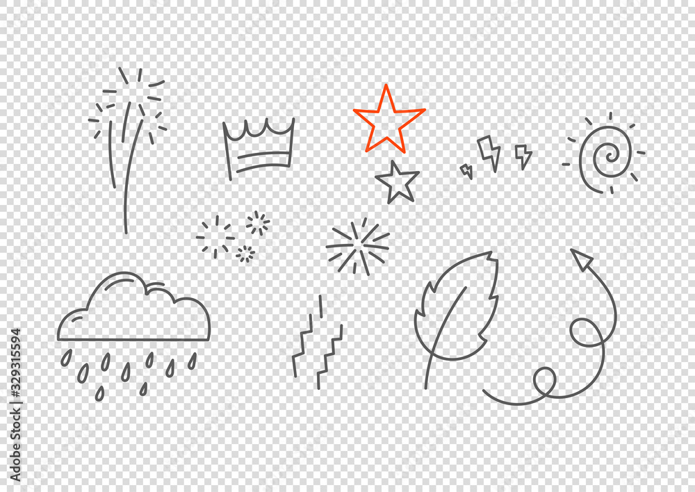 Poster Vector hand drawn doodle style elements isolated on transparent background. Vector elements for design