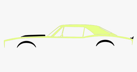 Illustration of old american car on white background