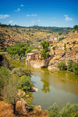 Fototapeta na wymiar spanish province, mediterranean villas on a hills. Toledo, Spain