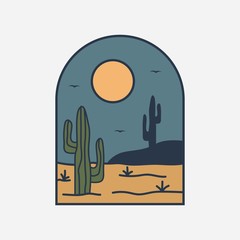 simple logo badge desert design, for t-shirt prints, patches, emblems, posters, badges and labels and other uses