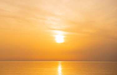 The sea the morning  amidst the clouds and the sky is beautiful quiet atmosphere feeling lonely