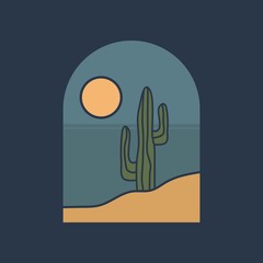 simple logo badge desert design, for t-shirt prints, patches, emblems, posters, badges and labels and other uses