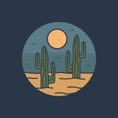 simple logo badge desert design, for t-shirt prints, patches, emblems, posters, badges and labels and other uses