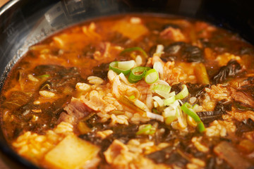 Rice in Korean spicy soup