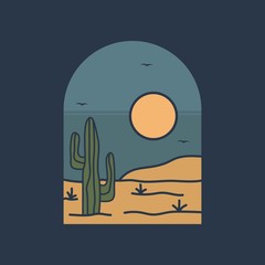 simple logo badge desert design, for t-shirt prints, patches, emblems, posters, badges and labels and other uses
