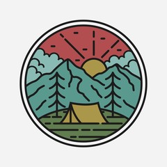 simple logo badge mountain design, for t-shirt prints, patches, emblems, posters, badges and labels and other uses