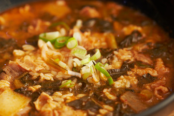 Rice in Korean spicy soup