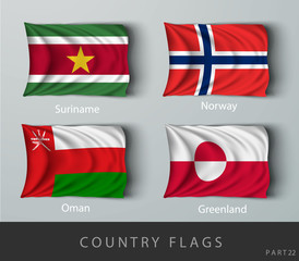 Riveted the country flag wrinkled with shadows