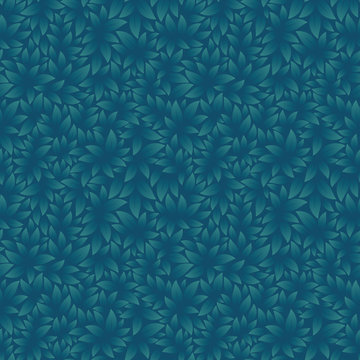 Vector seamless texture with theme leaf. Dark blue background. © Jan