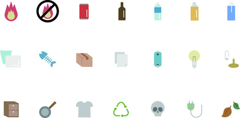 ゴミ一覧（生ゴミ、燃えるゴミ、燃えないゴミなど）のアイコン