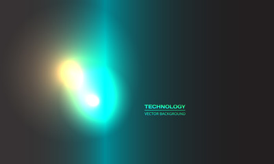 Abstract blurred dark green and yellow gradient technology background with bright highlights and glow. Abstract colorful template with defocused effect in modern horizontal layout. Vector illustration