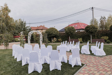 wedding ceremony decorated with flowers