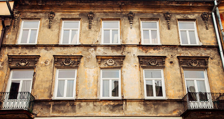 Aged building facade