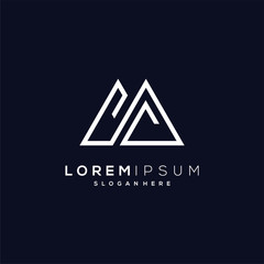 M mountain Monogram Letter Logo With Thin Black Monogram Outline Contour. Modern Trendy Letter M Logo Design Vector Illustration.