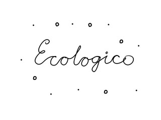 Ecologico phrase handwritten with a calligraphy brush. Ecological in italian. Modern brush calligraphy. Isolated word black