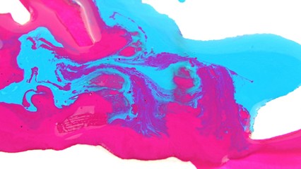 pink and blue texture design on white background , fashion art painting, abstract ink color mix painting, colors spread on the surface and mix one into another creating amazing textures and design.