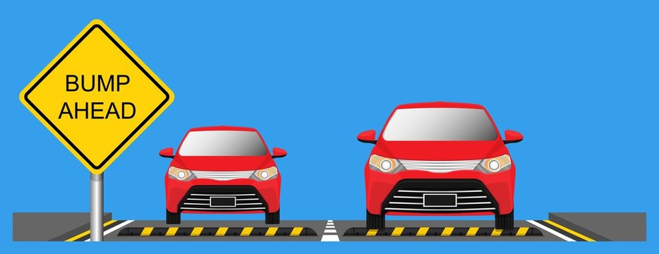 reduce speed bumpers safety device pedestrian public zone prevent crash car vehicle protection protector road street cross walk private way area school sign floor equipment